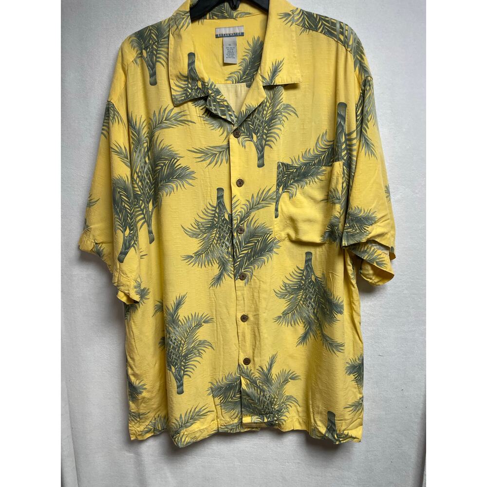 Breakwater men’s Hawaiian short sleeve‎ rayon shirt yellow size XL